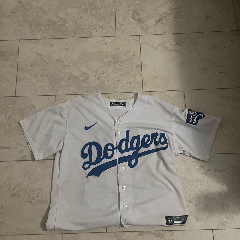 Nike Dodgers White and Blue 2020 World Series Champions Patch